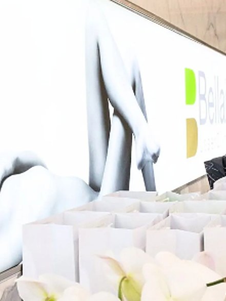 The mural wall and product bags inside Bellair Yorkville
